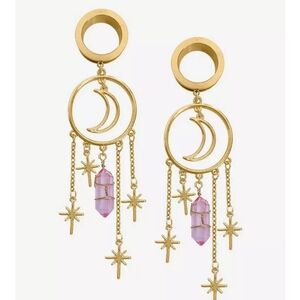 Hot Topic Steel Moon Crystal Cascading Plug size 0